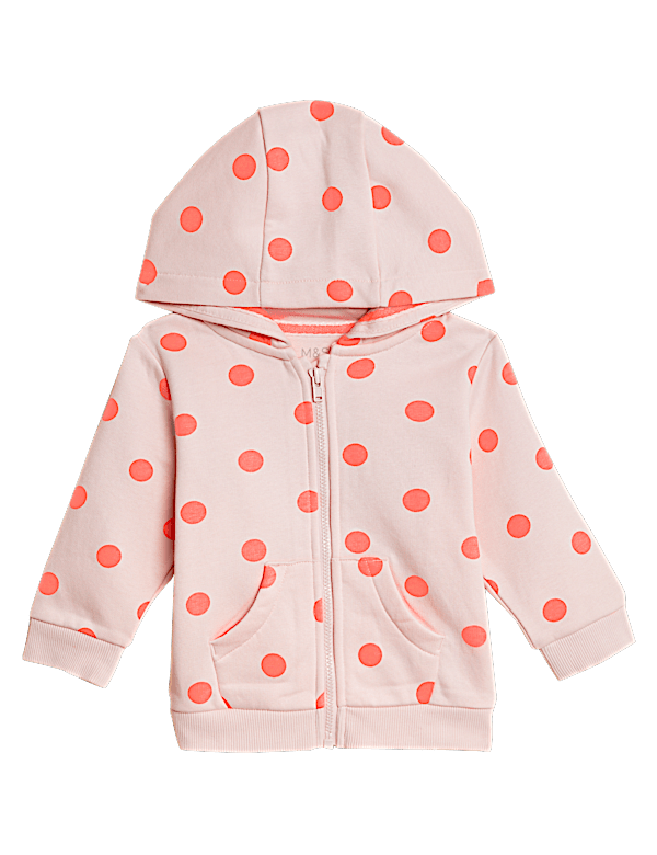 Cotton Rich Spot Zip Hoodie (0-3 Yrs)