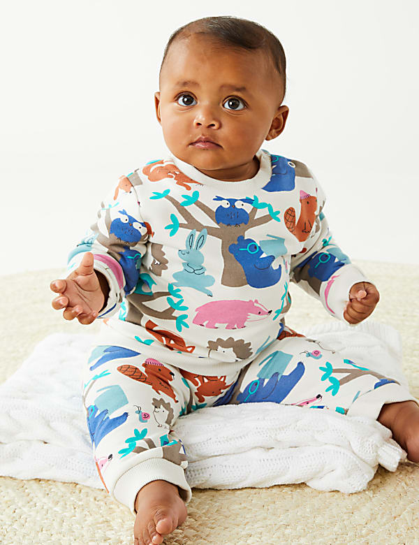 Cotton Rich Woodland Animal Sweatshirt (0-3 Yrs)