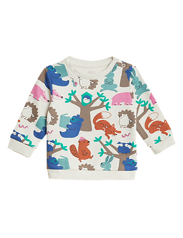 Cotton Rich Woodland Animal Sweatshirt (0-3 Yrs)