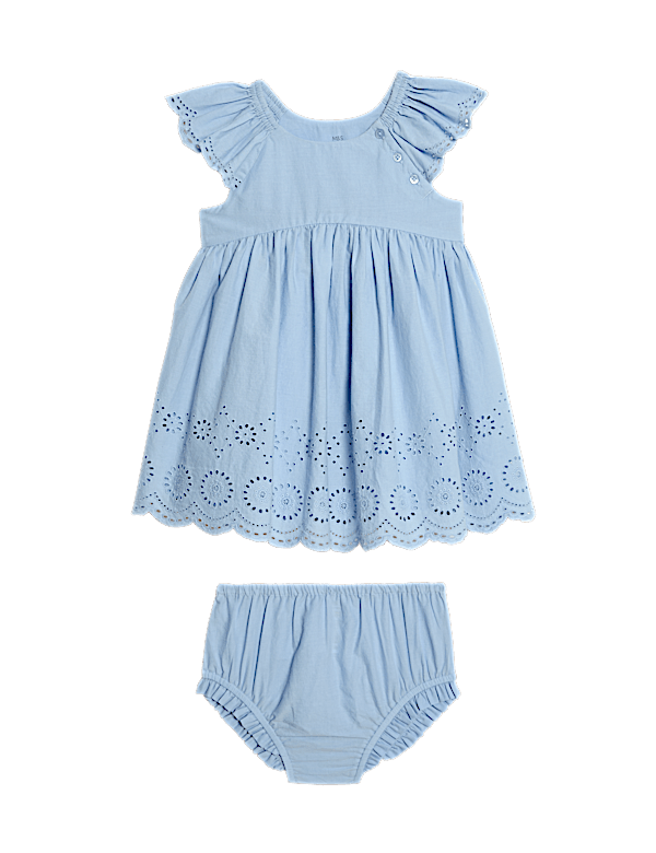 2pc Pure Cotton Broderie Outfit (0 Mths-3 Yrs)
