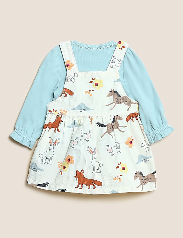 3pc Cotton Rich Woodland Pinafore Outfit