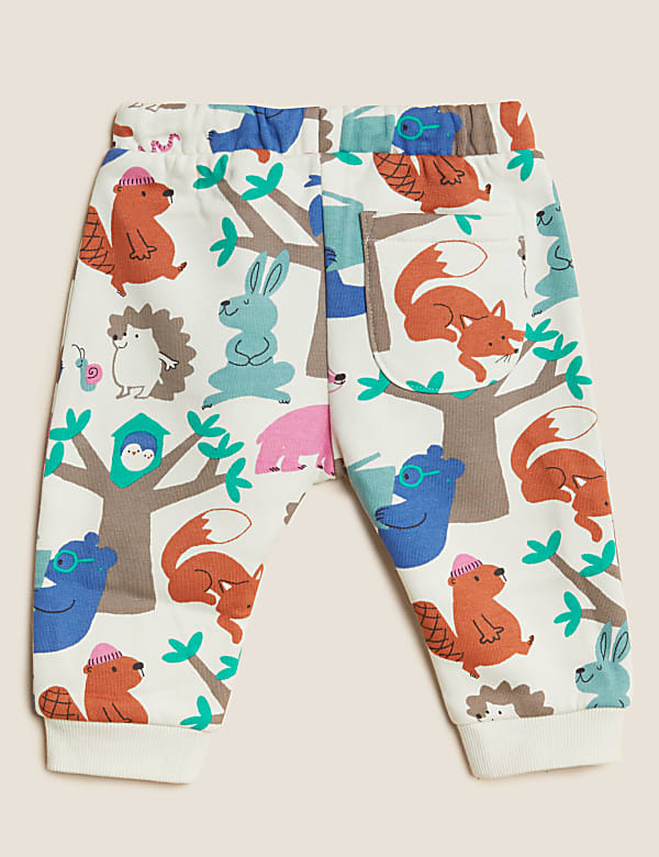 Cotton Rich Woodland Animal Print Joggers (0-3 Yrs)