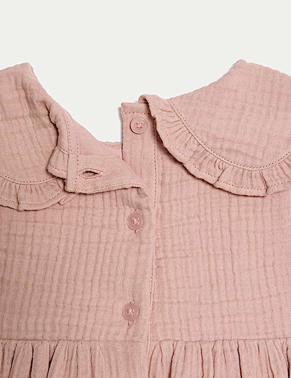 2pc Pure Cotton Collar Dress With Knickers (0-3 Yrs)