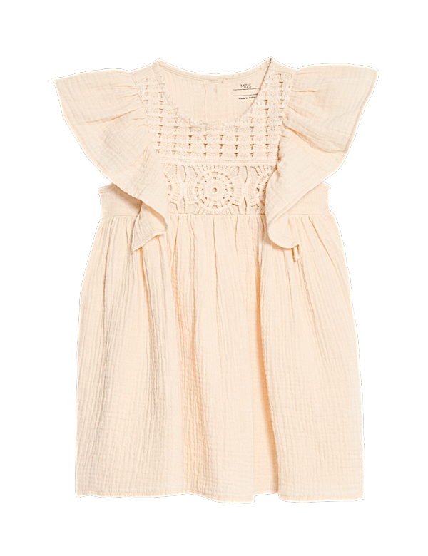 Cotton Crochet Yoke Woven Dress