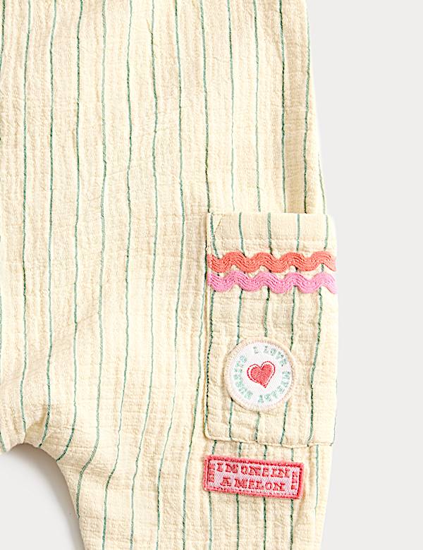 Pure Cotton Striped Embroidered Romper (0-3 Yrs) - HR