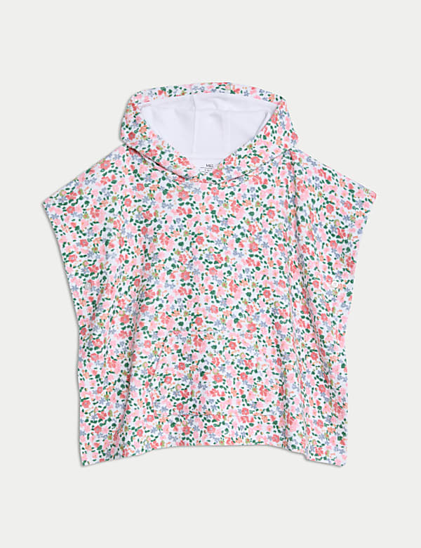 Pure Cotton Towelling Ditsy Floral Poncho (0-26 Mths) | IVORY MIX ...