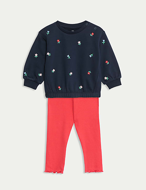 2pc Cotton Rich Floral Outfit (0-3 Yrs) - FR