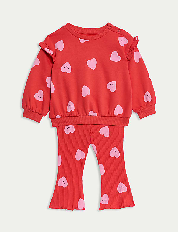 2pc Cotton Rich Heart Print Outfit (0-6 Yrs) - PT