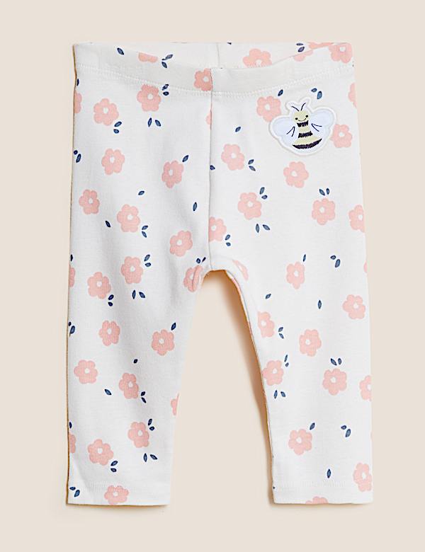 3pk Pure Cotton Floral Leggings (0-3 Yrs)