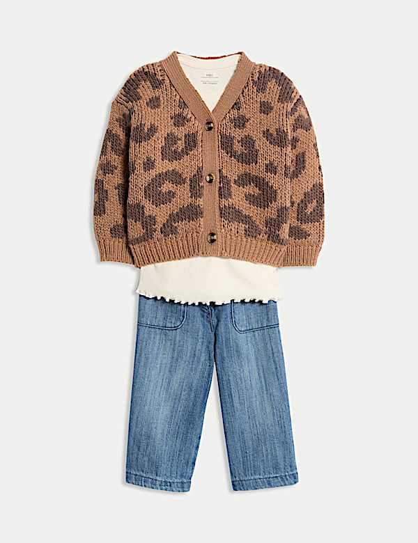 3pc Leopard Print Cardigan Outfit (0 Mths-6 Yrs) - CZ