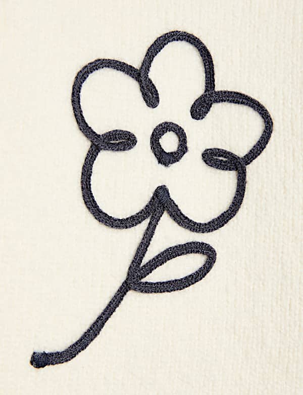 Cotton Rich Flower Embroidered Jumper (0 Mths-6 Yrs)