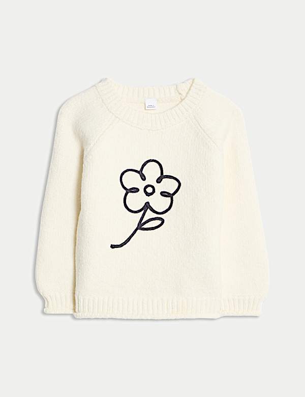Cotton Rich Flower Embroidered Jumper (0 Mths-6 Yrs) - US