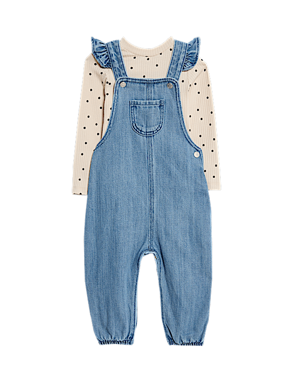 2pc Cotton Rich Dungaree Outfit (0 Mths - 3 Yrs)