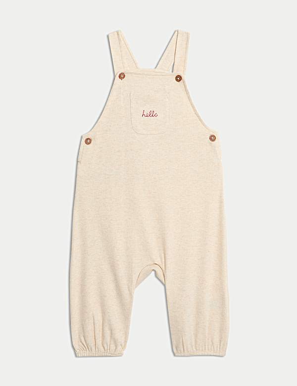 תלבושת אוברול 2 חלקים מכותנה טהורה בדוגמת לבבות (0 חודשים - 3 שנים) - IL