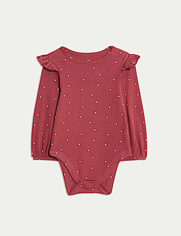 תלבושת אוברול 2 חלקים מכותנה טהורה בדוגמת לבבות (0 חודשים - 3 שנים) - IL