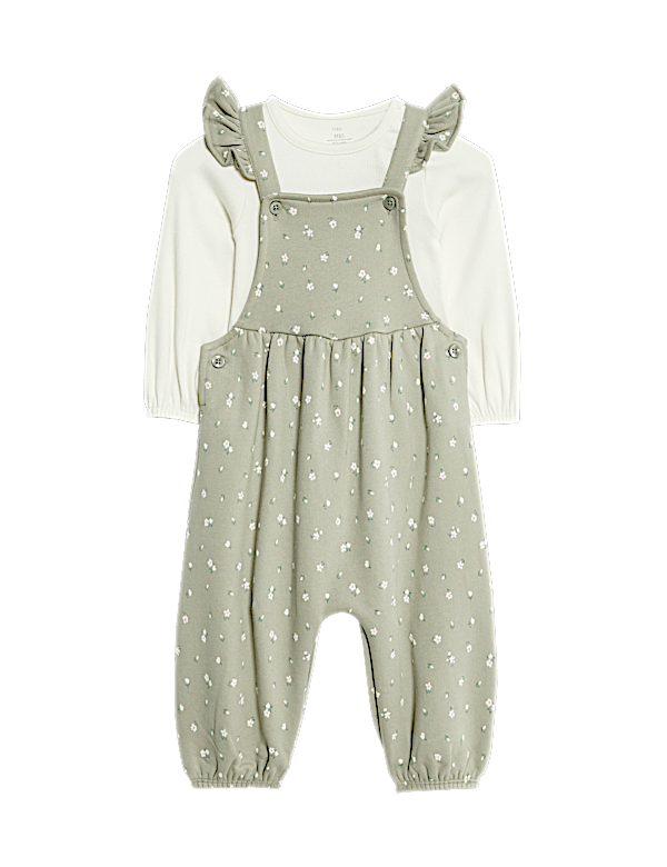 2pc Cotton Rich Patterned Dungaree Outfit (0 Mths - 3 Yrs)