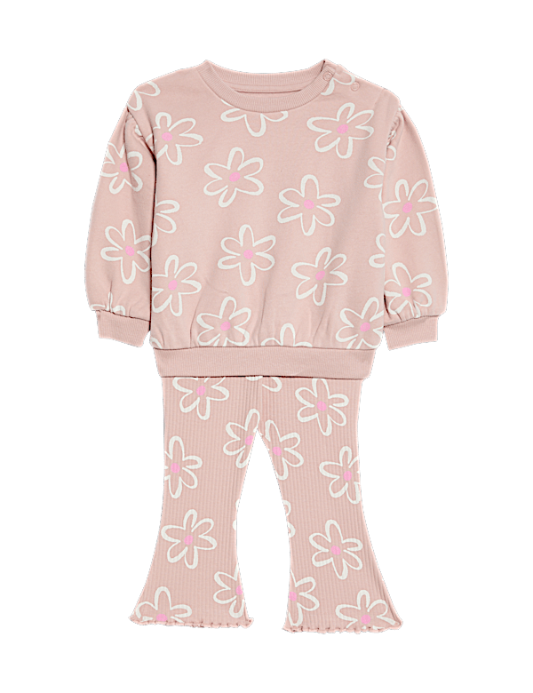2pc Cotton Rich Floral Top & Bottom Outfit (0-6 Yrs)