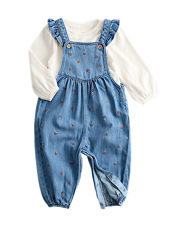 2pc Cotton Rich Denim Dungaree Outfit (0-3 Yrs)