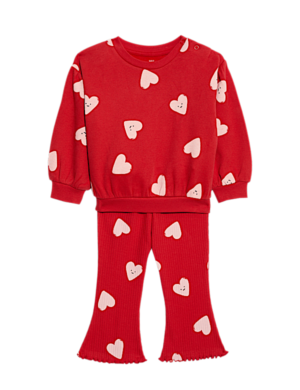 2pc Cotton Rich Heart Top & Bottom Outfit (0-6 Yrs)