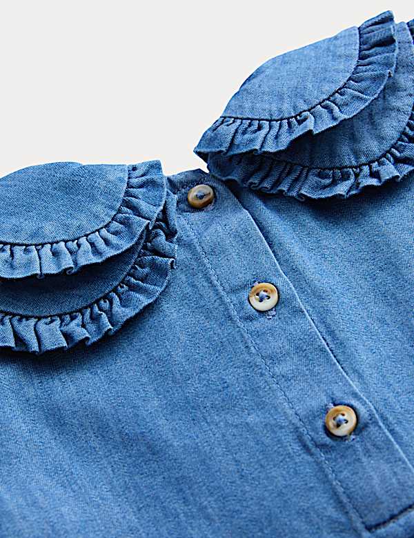 תלבושת 2 חלקים של חולצה ומכנסיים מבד ג'ינס עשיר בכותנה (6-0 שנים) - IL