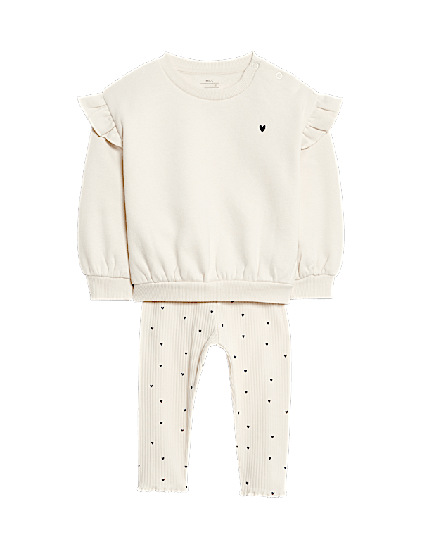 2pc Cotton Rich Jersey Heart Outfit (0 Mths - 6 Yrs)