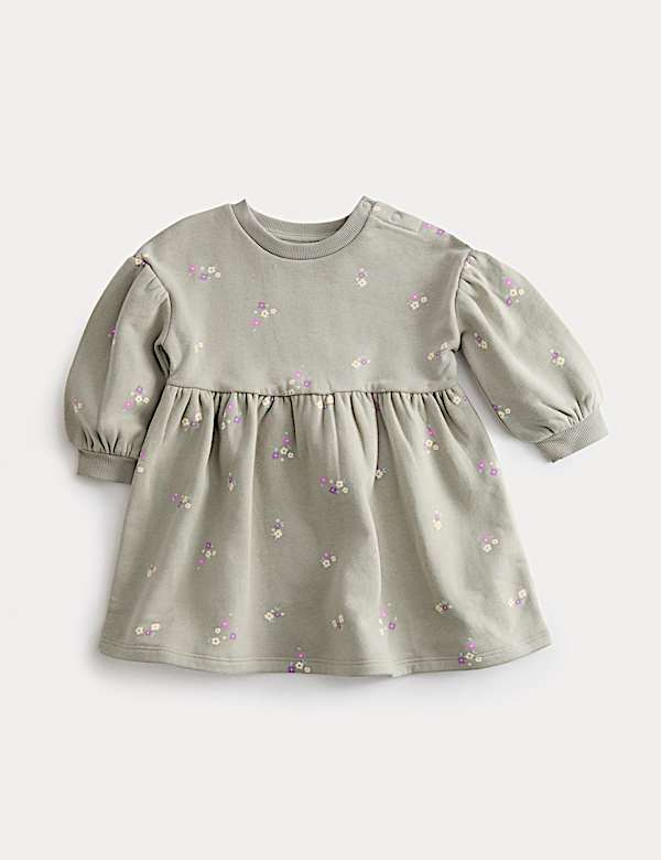 Green Ditsy Sweat Dress (0-3 Yrs) - LV
