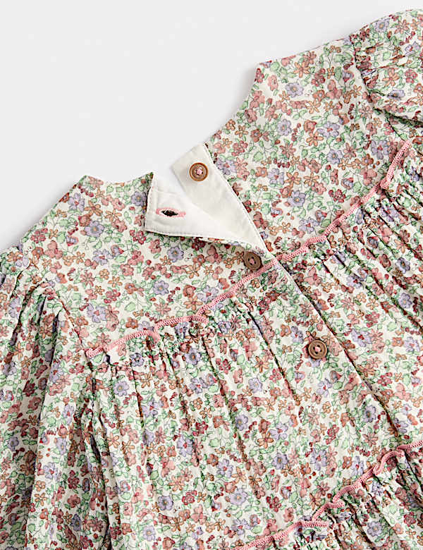 Cotton Ditsy Floral Tiered Dress(0-6 Yrs)