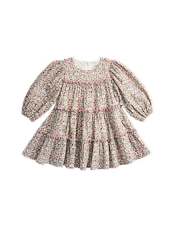 Cotton Ditsy Floral Tiered Dress(0-6 Yrs)