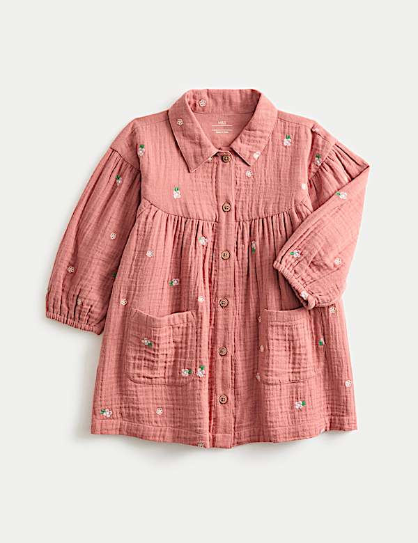 Pure Cotton Embroidered Double Cloth Dress (0 Mths-3 Yrs) - FR