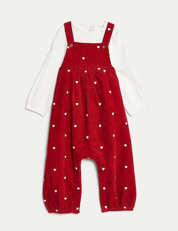 2pc Cord Heart Embroidered Outfit (0-3 Yrs) - VN