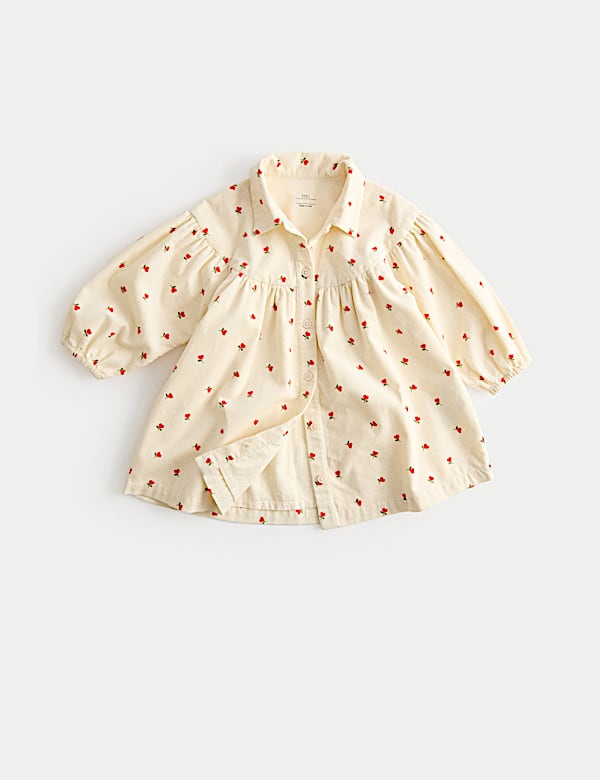 Pure Cotton Cord Rose Print Dress (0 Mths-6 Yrs) - SE