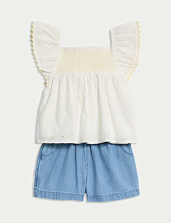 2pc Pure Cotton Broderie Outfit (0-6 Yrs)