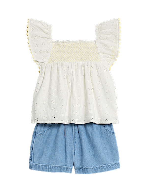 2pc Pure Cotton Broderie Outfit (0-6 Yrs)