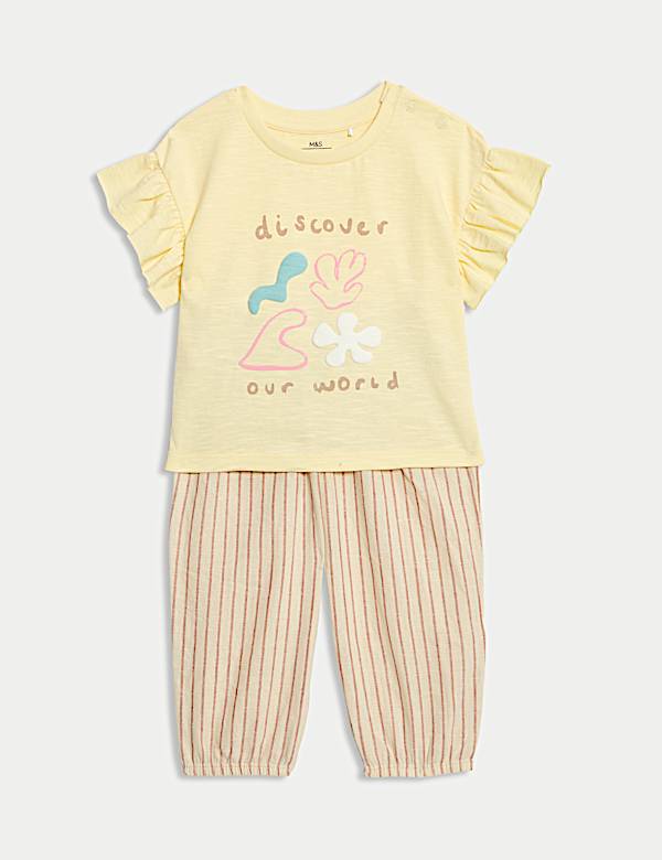 2pc Cotton Rich Striped Outfit (0-3 Yrs) - PL
