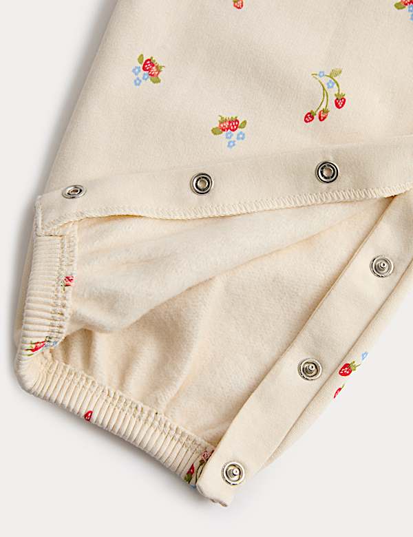 2pc Cotton Strawberry Ditsy Dungarees Outfit (0-3 Yrs) - IL