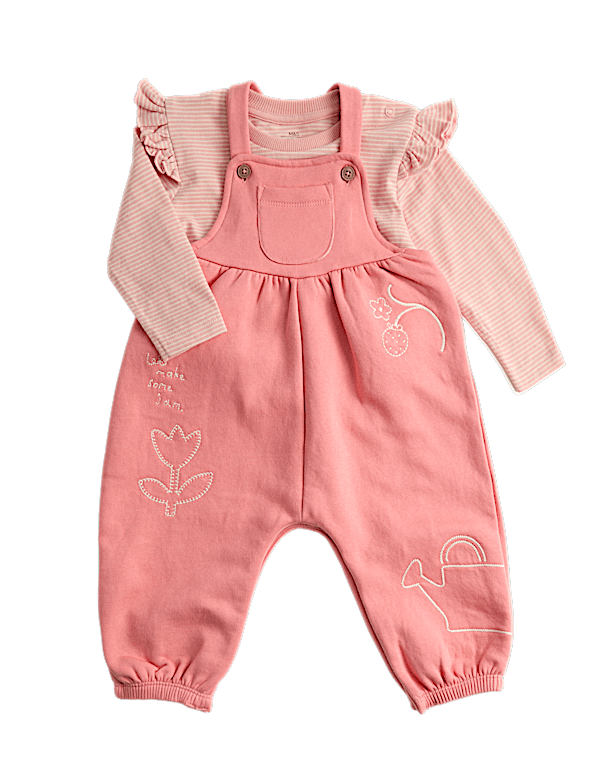 2pc Cotton Rich Jersey Dungarees with Top (0-3 Yrs)