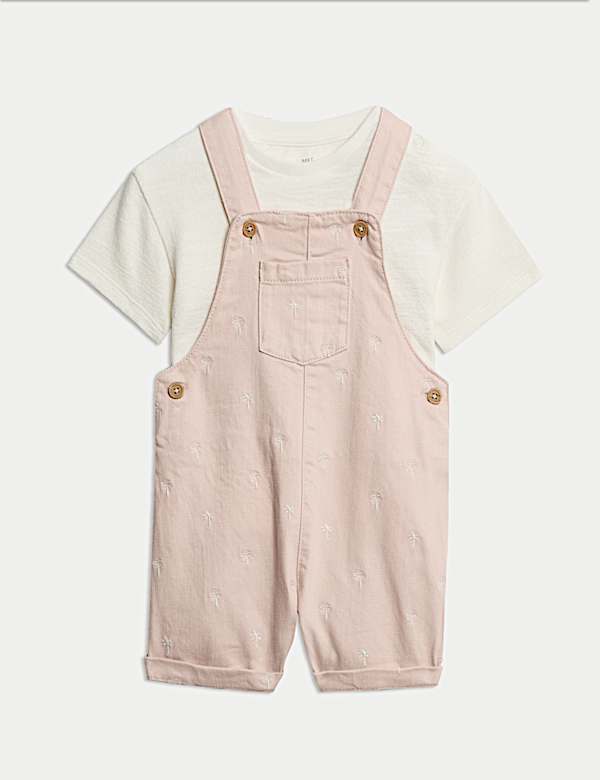 2pc Cotton Rich Embroidered Bibshort Outfit (0-2 Yrs)