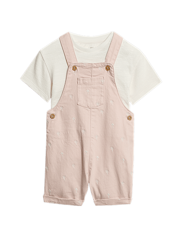 2pc Cotton Rich Embroidered Bibshort Outfit (0-2 Yrs)
