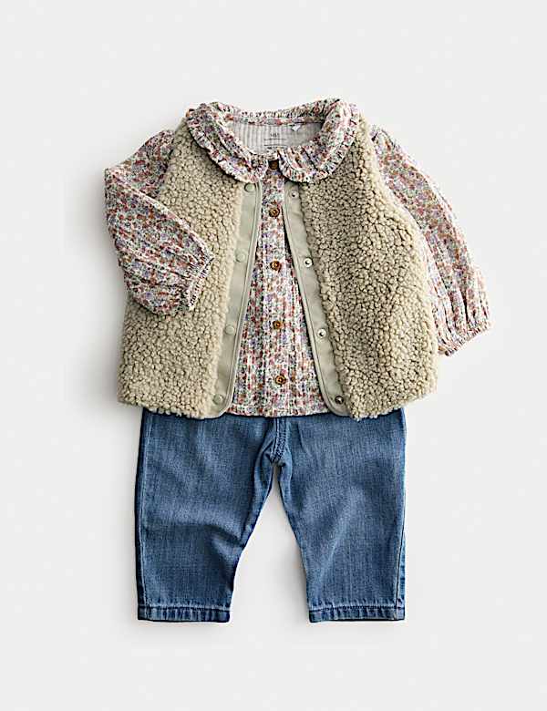 Ensemble 3 pièces veste sans manches en coton (jusqu’au 6 ans) - BE