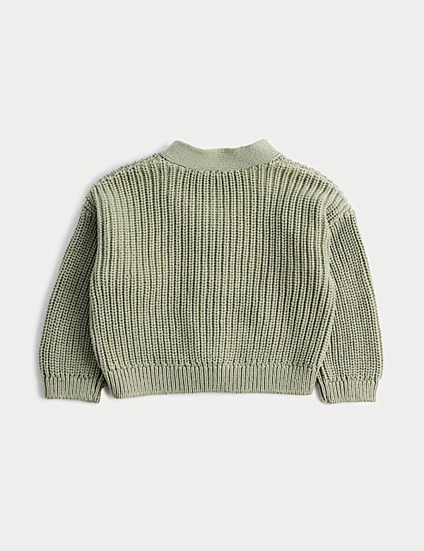 Pure Cotton Knitted Flower Cardigan (0-3 Yrs) - NZ