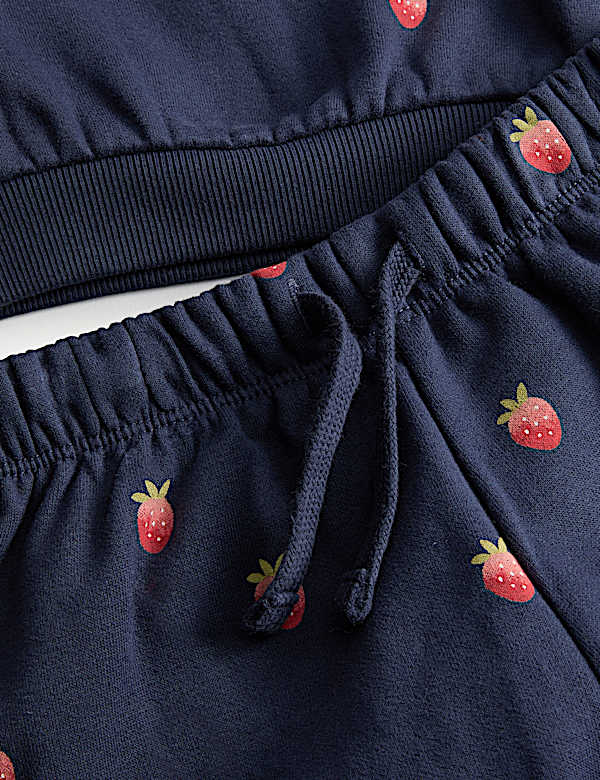 Ensemble 2 pi&egrave;ces en coton &agrave; motif fraise top et bas (jusqu&rsquo;au 3 ans) - FR