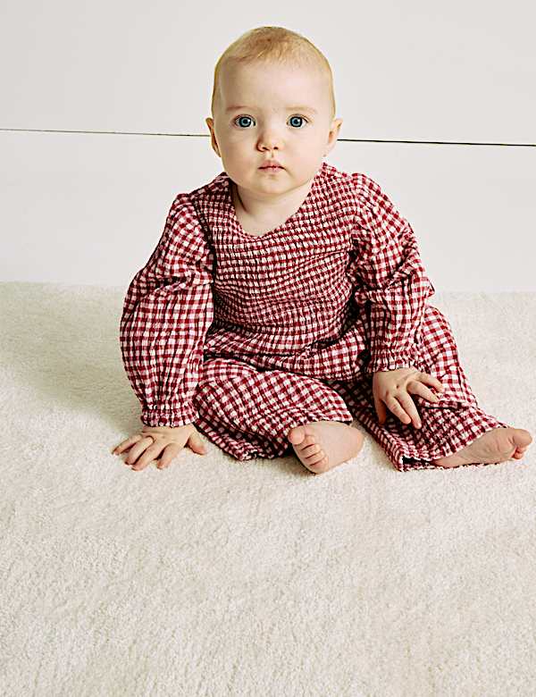 Ensemble 2 pièces en coton mélangé à carreaux Vichy (jusqu’au 4 ans) - CA