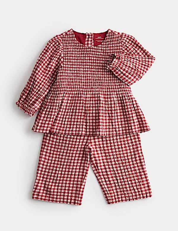 Ensemble 2 pièces en coton mélangé à carreaux Vichy (jusqu’au 4 ans) - CA