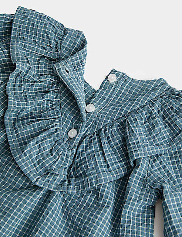 2pc Pure Cotton Gingham Frill Top & Trousers (0-5 Yrs) - LU