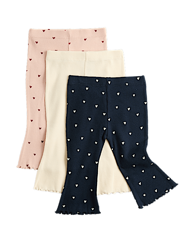 3 Pack Cotton Rich Jersey Heart Leggings (0-5 Yrs)