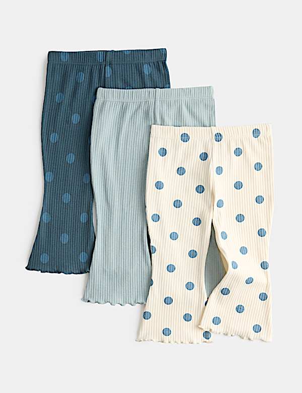 3 Pack Cotton Rich Spotty Kickflare Leggings (0-5 Yrs)