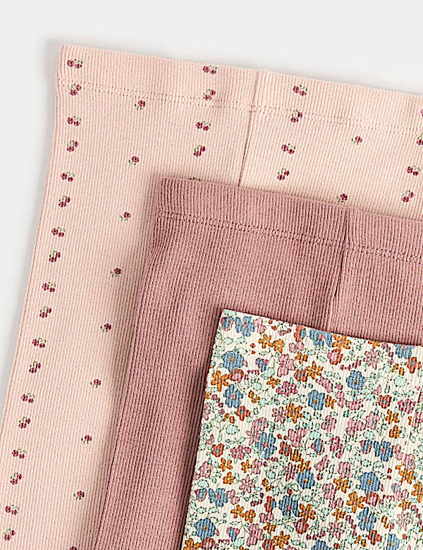 3 Pack Cotton Rich Jersey Floral Leggings (0-5 Yrs)