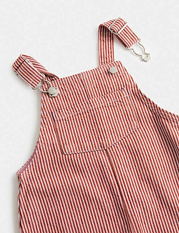 Pure Cotton Ticking Stripe Dungaree Outfit (0-3 Yrs)