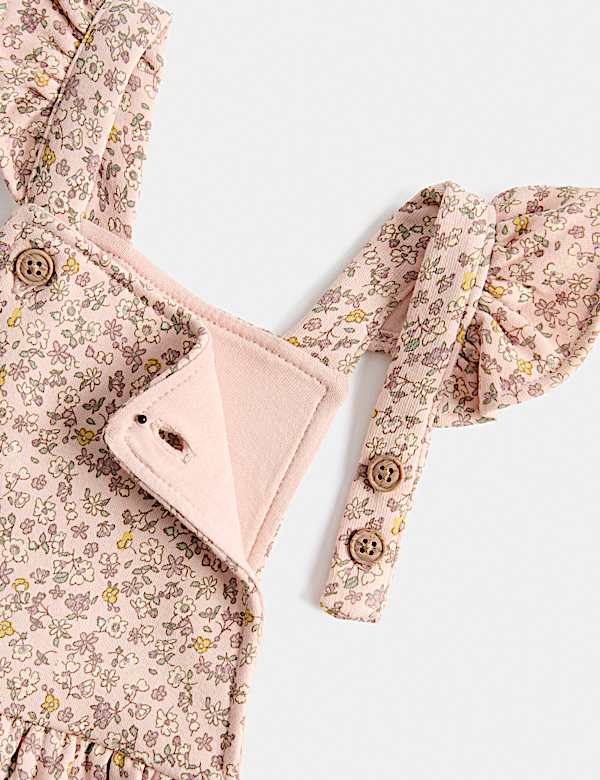 2 Piece Cotton Rich Ditsy Floral Dungarees (0-3 Yrs)