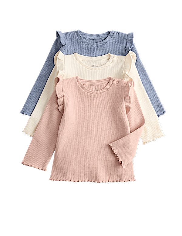 3 Pack Waffle Long Sleeve Tops (0-3 Yrs)